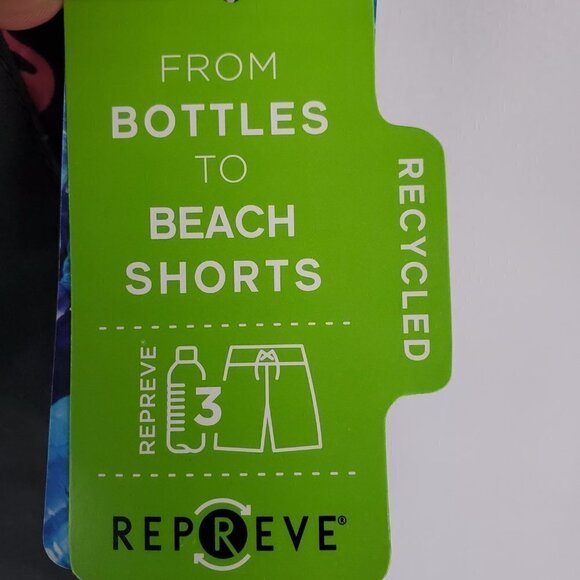 NWT 360 Surf Men's Beach Shorts Black w/ Flamingo and Palm Tree Recycled Poly - Picture 9 of 9